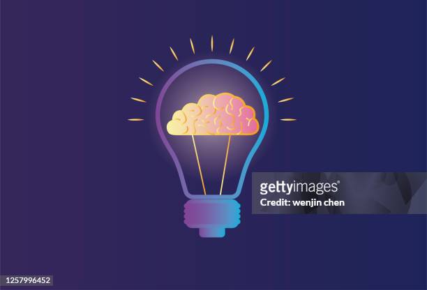 electric light and brain - inspiration stock illustrations