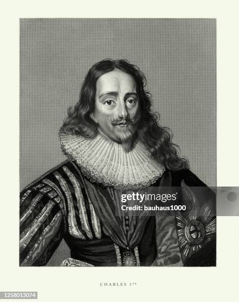 ilustrações de stock, clip art, desenhos animados e ícones de vintage, king charles i, english victorian engraving, 1840 - só um homem de idade mediana