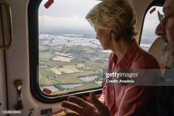 European Commission President Ursula von der Leyen visits floods-hit Emilia-Romagna region on May 25, 2023 in Italy. Italian Prime Minister Giorgia...