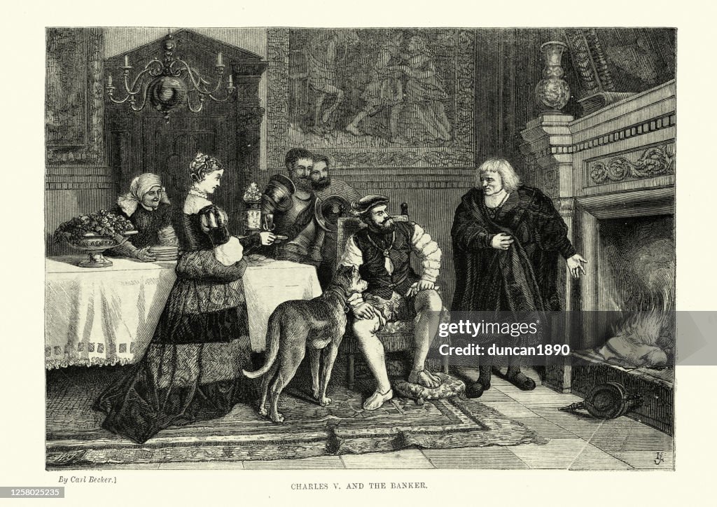 Charles V and the banker (Jakob Fugger) 16th Century
