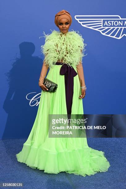 Kenyan model Halima Aden arrives to attend the annual amfAR Cinema Against AIDS Cannes Gala at the Hotel du Cap-Eden-Roc in Cap d'Antibes, southern...