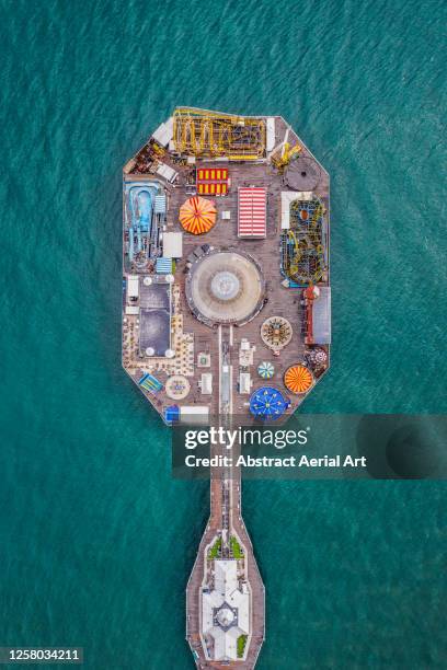 brighton pier as seen from directly above, england, united kingdom - brighton england stock pictures, royalty-free photos & images