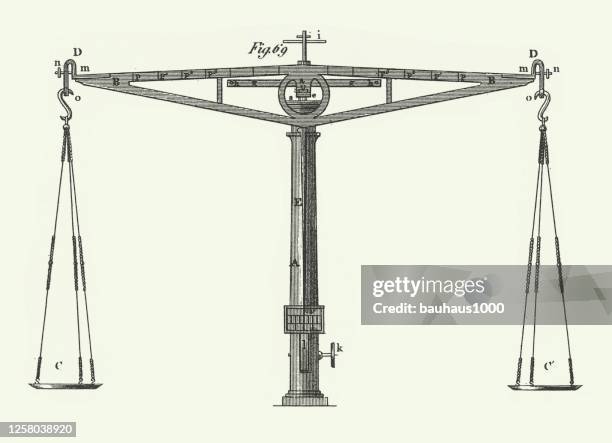 vintage, chemical balance scale, chemical laboratory, apparatus, and equipment engraving antique illustration, published 1851 - condensation furnace stock illustrations