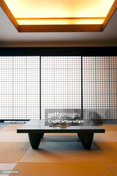 guest room of japanese-style hotel - japanische kultur stock-fotos und bilder