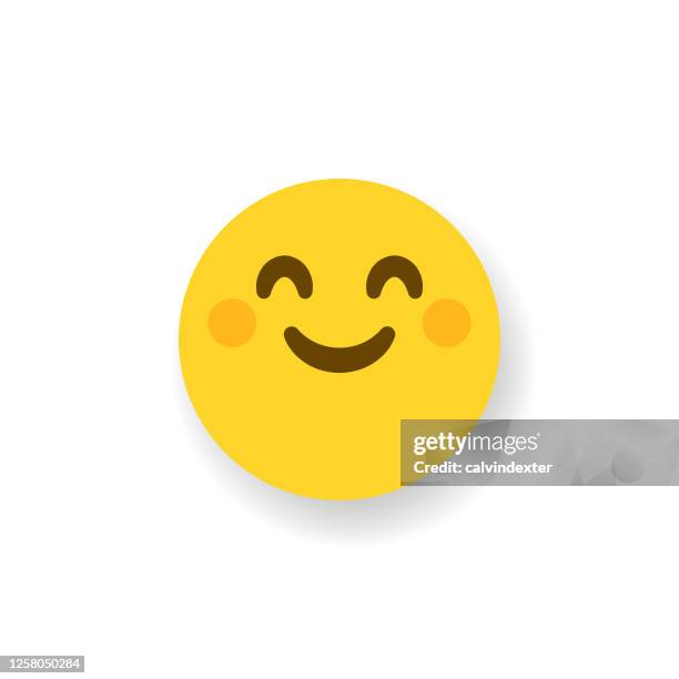 stockillustraties, clipart, cartoons en iconen met emoticon vlak ontwerp slagschaduweffect - antropomorfische smiley