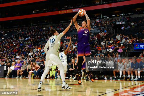 Brittney Griner of the Phoenix Mercury shoots the ball during the game against the Minnesota Lynx on May 25, 2023 at Footprint Center in Phoenix,...