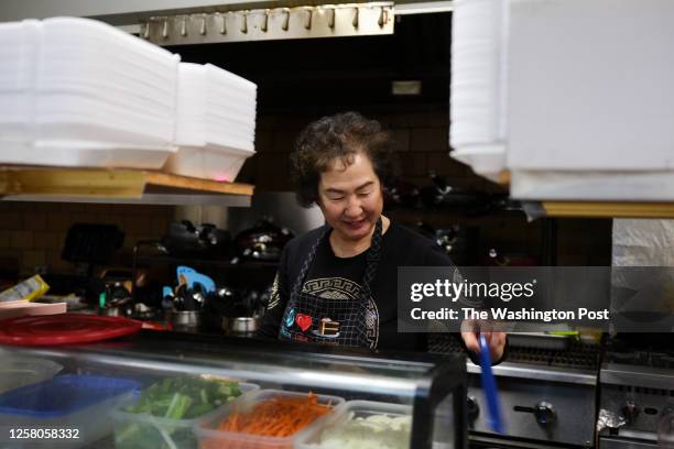 Lee Shotts preps for the day's food service at Hyundai Korean Restaurant and Market in Leavenworth, Kansas on April 19, 2023.