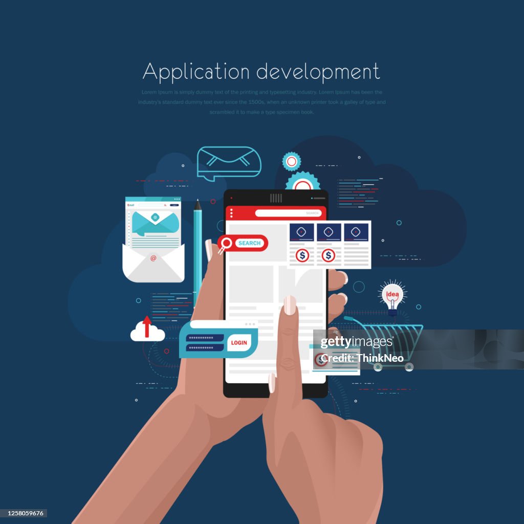 Mobile App Development Flat Design High-Res Vector Graphic - Getty Images