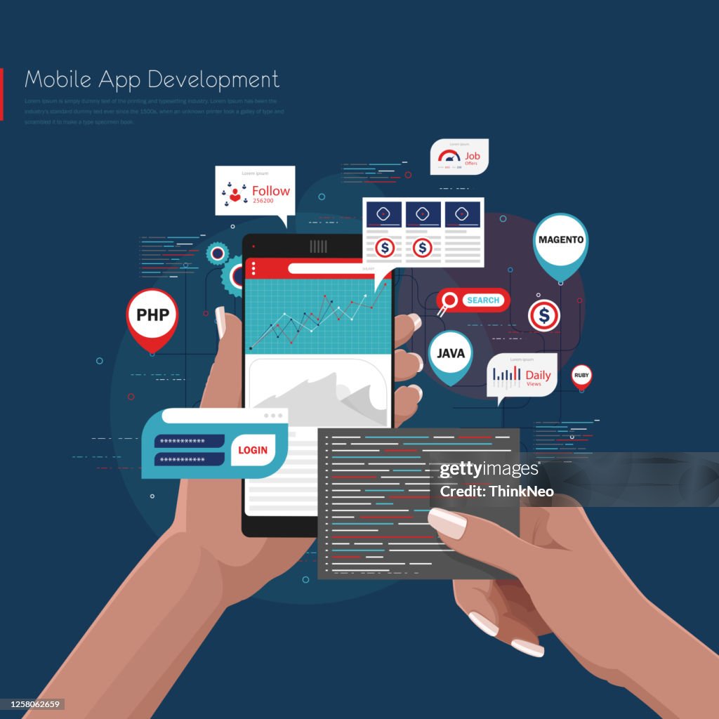 Software Development Design App Mobile And Software App Design And Development Stock Illustration High ...