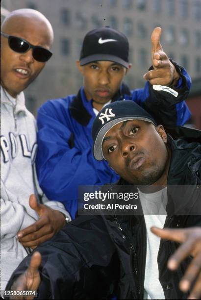 Rap Group Onyx--Sticky Fingaz , Fredro Starr and Sonny Seeza appears in a portrait taken on April 10, 1996 in New York City.
