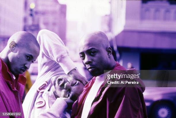 Rap Group Onyx--Sticky Fingaz , Fredro Starr and Sonny Seeza appears in a portrait taken on April 10, 1996 in New York City.