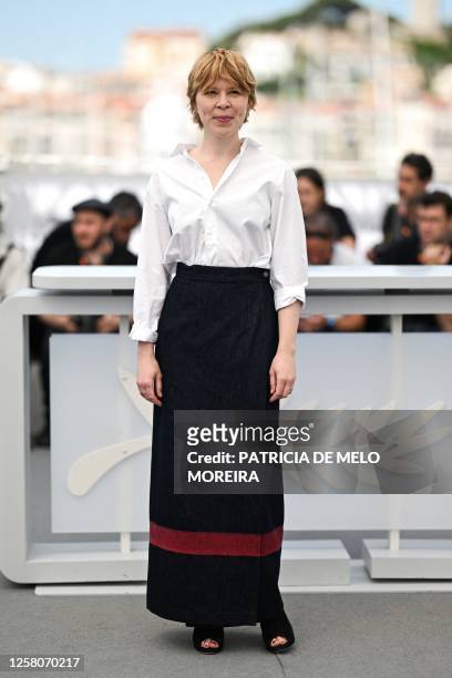 French actress India Hair poses during a photocall for the film "Rien a Perdre" during the 76th edition of the Cannes Film Festival in Cannes,...