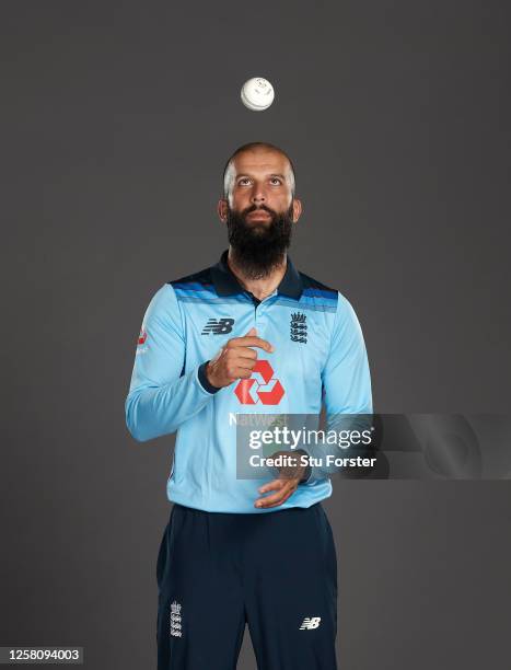 Moeen Ali poses for a portrait during the England One Day International Squad Photo call at Ageas Bowl on July 24, 2020 in Southampton, England.
