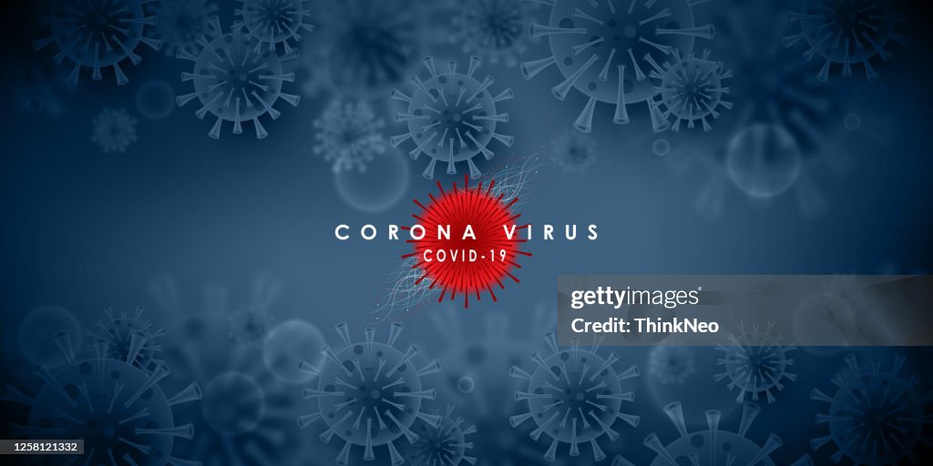 COVID-19 on Blue background. stock illustration