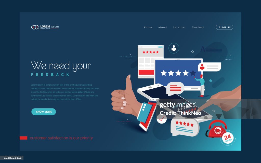 Survey or review, online social feedback or voting stock illustration