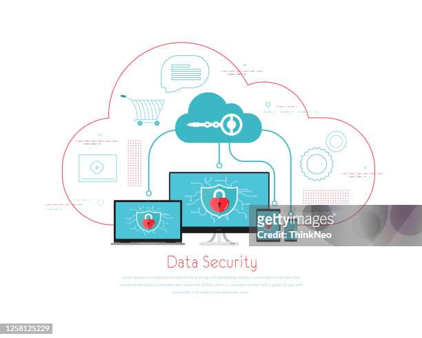 cloud computing protect technology. protect all devices application. stock illustration - cloud computing stock illustrations