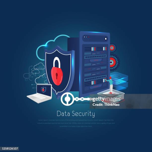 digital protection mechanism, digital device privacy system. malware security software. hacker attack and unauthorized access protection. - cybersecurity stock illustrations