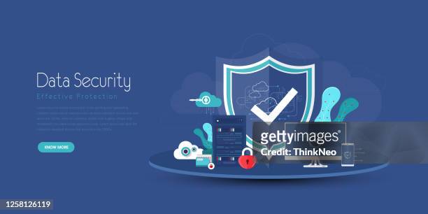 data protection flat design concept, safe work concept, suitable for banner, background - general military rank stock illustrations