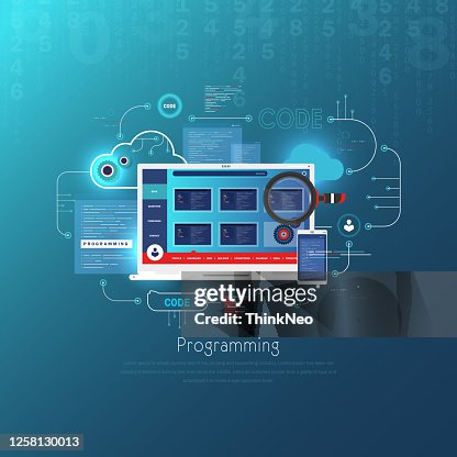 Coding And Programming Concept With Isometric Illustration Of Laptop ...