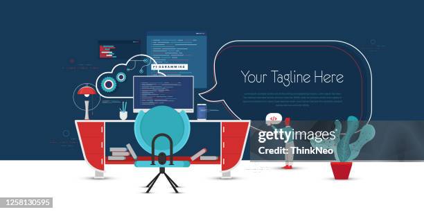 arbeitsprogrammierer stock illustration - java programmiersprache stock-grafiken, -clipart, -cartoons und -symbole