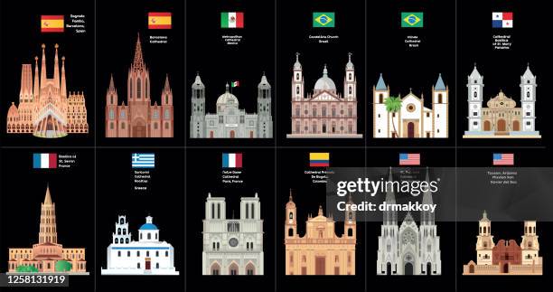 world cathedrals - st patrick's cathedral manhattan stock illustrations