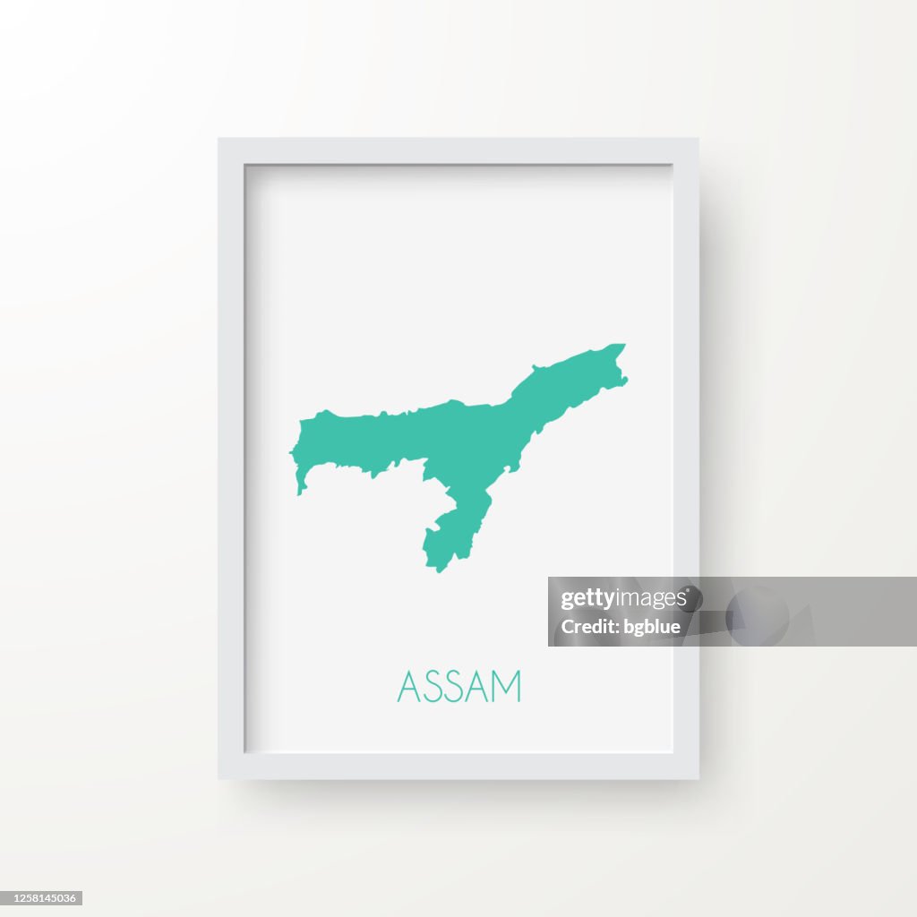 Assam Map In A Frame On White Background High-Res Vector Graphic ...