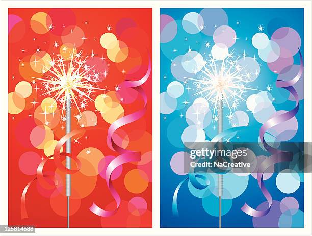 bengal fire and confetti party poppers - party popper illustration stock illustrations