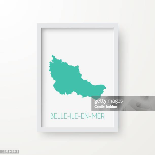 belle-ile-en-mer map in a frame on white background - bay of biscay stock illustrations