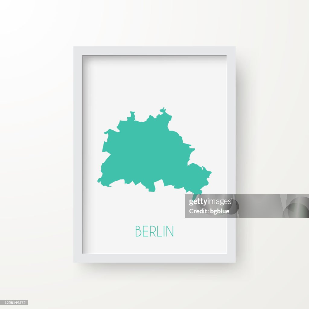 Berlin map in a frame on white background