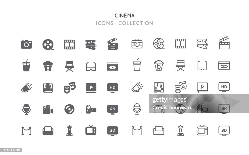 Flat & Outline Cinema Icons