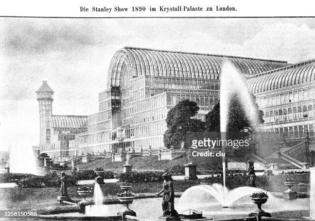 the stanley bicycle show in the crystal palace in london, outdoor - crystal palace london stock illustrations