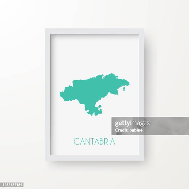 ilustraciones, imágenes clip art, dibujos animados e iconos de stock de mapa de cantabria en un marco sobre fondo blanco - comunidad autónoma de cantabria