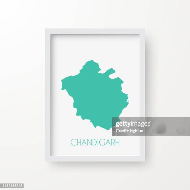 chandigarh map in a frame on white background - chandigarh stock illustrations