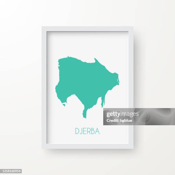 djerba map in a frame on white background - photo border stock illustrations