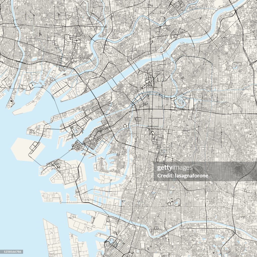 Osaka, Japan Vector Kaart