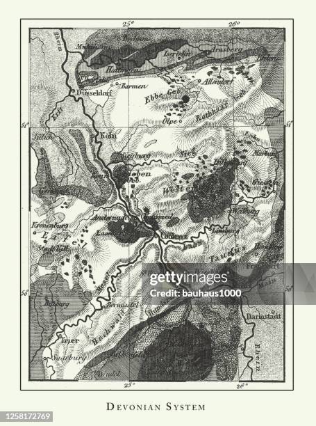 vintage, devonian system, special geognosy engraving antique illustration, published 1851 - rock salt stock illustrations