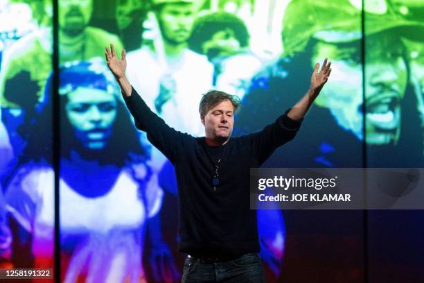 Swiss director Milo Rau is seen during the rehearsal of his latest project "Antigone in the Amazon" ,an updated version of "Antigone" transposing the...