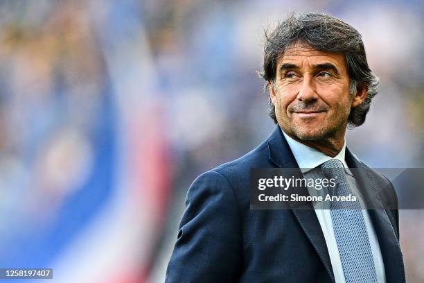 Giovanni Carnevali c.e.o. Of Sassuolo looks on prior to kick-off in the Serie A match between UC Sampdoria and US Sassuolo at Stadio Luigi Ferraris...