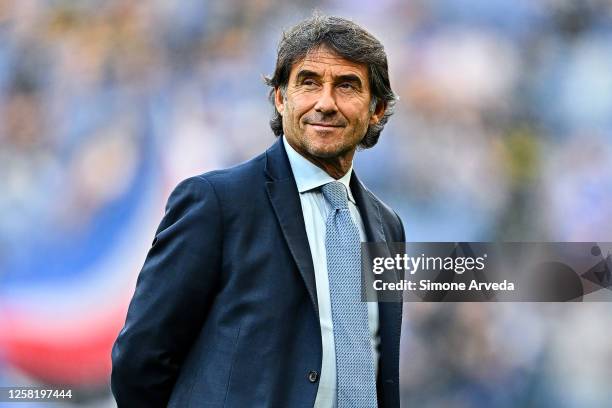 Giovanni Carnevali c.e.o. Of Sassuolo looks on prior to kick-off in the Serie A match between UC Sampdoria and US Sassuolo at Stadio Luigi Ferraris...