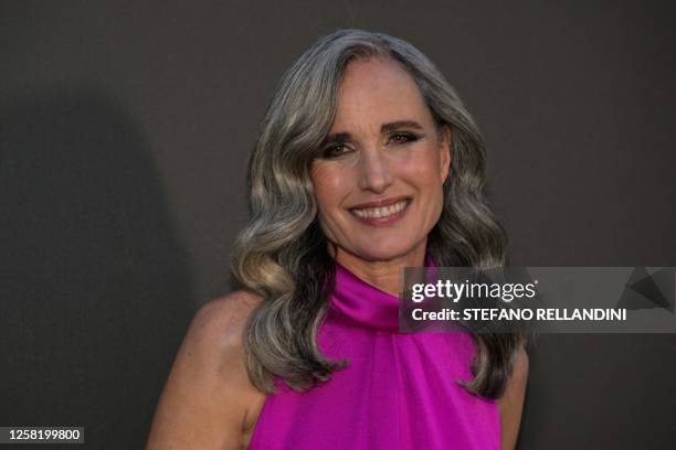 Actress Andie MacDowell poses during the photocall of the L'Oreal Paris event 'Lights on Women' on the sidelines of the 76th edition of the Cannes...