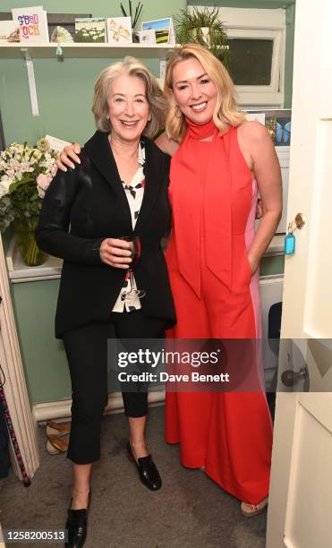 Dame Maureen Lipman and Claire Sweeney pose backstage following the press night performance of "Rose" at The Ambassadors Theatre on May 26, 2023 in...