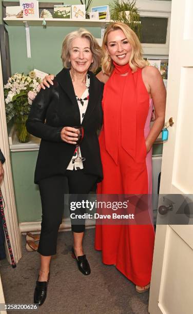 Dame Maureen Lipman and Claire Sweeney pose backstage following the press night performance of "Rose" at The Ambassadors Theatre on May 26, 2023 in...