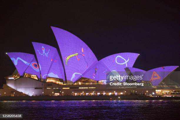 Light installation on Sydney Opera House during the opening day of Vivid Sydney in Sydney, Australia, on Friday, May 26, 2023. The annual winter...
