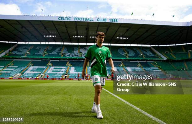 Celtic's Jota pre-match during a cinch Premiership match between Celtic and Aberdeen at Celtic Park, on May 27 in Glasgow, Scotland.