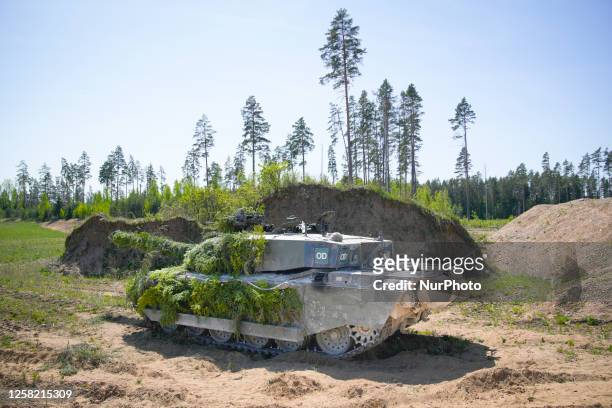 Challenger 2 tank is seen during an exercise near Tapa, Estonia on 20 May, 2023. Estonia is hosting the Spring Storm NATO exercises involving over 13...