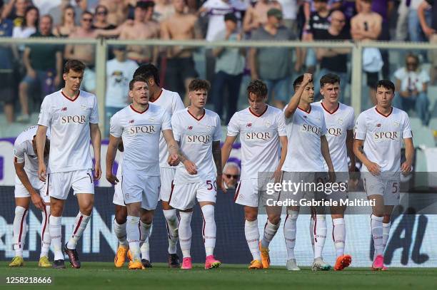 Stephan El Shaarawy of AS Roma celebrates after scoring a goal during the Serie A match between ACF Fiorentina and AS Roma at Stadio Artemio Franchi...