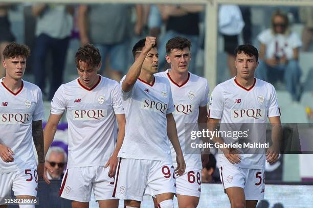 Stephan El Shaarawy of AS Roma celebrates after scoring a goal during the Serie A match between ACF Fiorentina and AS Roma at Stadio Artemio Franchi...