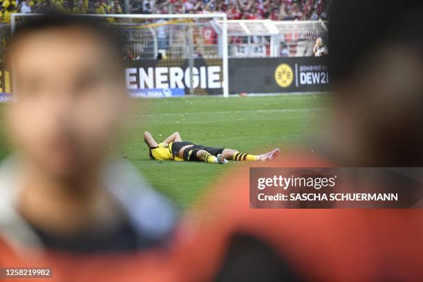 Dortmund's German midfielder Julian Brandt reacts after the German first division Bundesliga football match between Borussia Dortmund and 1 FSV Mainz...