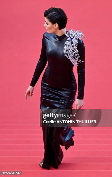 Brazilian model Isabeli Fontana arrives for the Closing Ceremony and the screening of the film "Elemental" during the 76th edition of the Cannes Film...