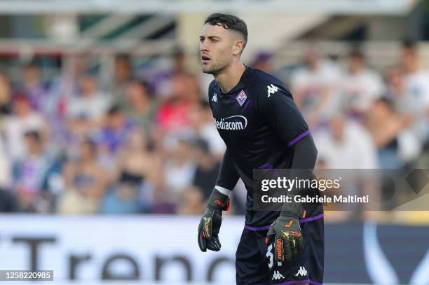 Michele Cerofolini goalkeeper of ACF Fiorentina in action during the Serie A match between ACF Fiorentina and AS Roma at Stadio Artemio Franchi on...